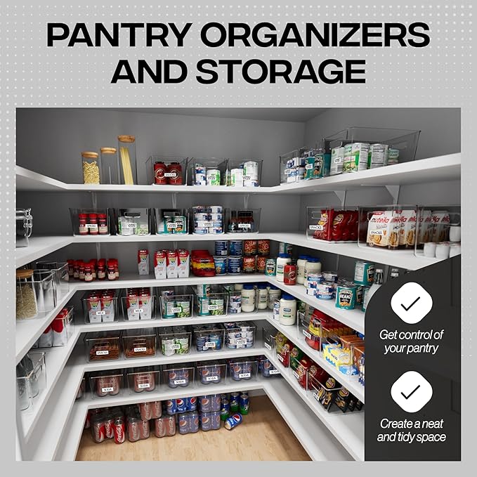 ClearSpace Clear Plastic Storage Bins – Pantry Organizers & Storage Containers, Cabinet Organizer - Home Organization Must Haves for Kitchen, Laundry Room, Office, Closet, Garage & Freezer | Clear plastic storage bins for pantry, cabinet, kitchen, laun...