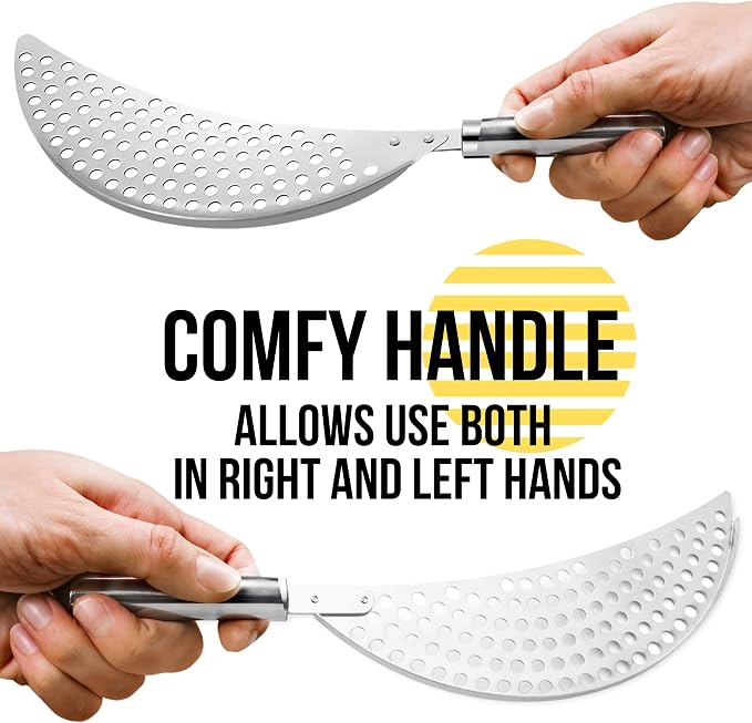 Pack of 2 Pot Strainer with Handle – 10 Inch Stainless Steel Colander with Handle Held Crescent Drainer Pan Crescent Pot Strainer Stainless Steel for Kitchen