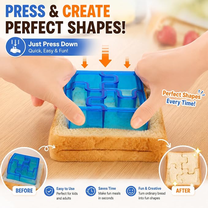 FUNGYAND Sandwich Bread Cutter Set, 45 in 1 Bento Lunch Box Accessories Kit Includes Fruit Cutter, Animal Food Picks, Rice Ball Maker, Easy to Use