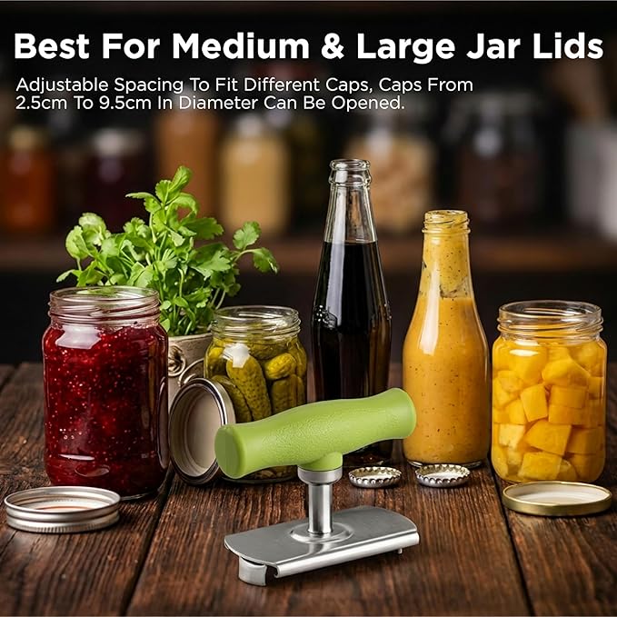 2Pcs Adjustable Jar Opener, Stainless Steel Labor-Saving Can Opener for Weak Hands Seniors, Universal Bottle Lid Gripper Tool for All Size Jars & Bottles