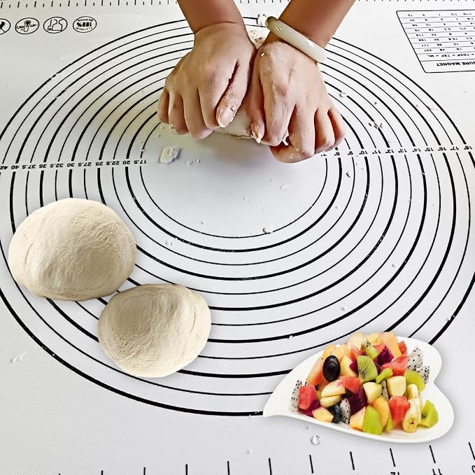 Dough Mat Silicone Baking Mats for Rolling Pastry,Kneading Sheet Sourdough Bread Baking Supplies Black 24x16" 0.45mmT