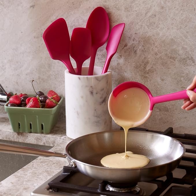 GIR: Get It Right Premium Silicone Ladle Serving Spoon - Non-stick Heat Resistant Seamless Kitchen Ladle for Soups, Stews, Dressings, and More - Ultimate, Red