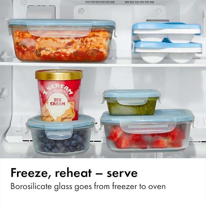 OXO Good Grips Smart Seal 16-Piece Glass Food Storage Container Set - Arctic Blue