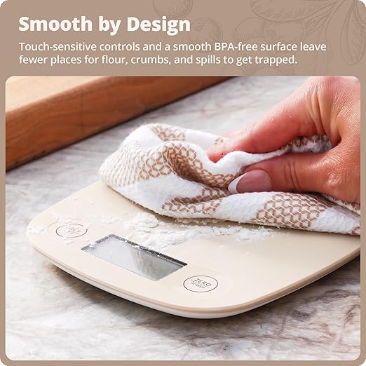 Greater Goods Food Scale – Digital Kitchen Scale, 1g Precision, Easy-Tare & Quick Conversion, Slim Compact Design, Durable & Portable | Ideal for Cooking, Baking & Meal Prep (Birch White)