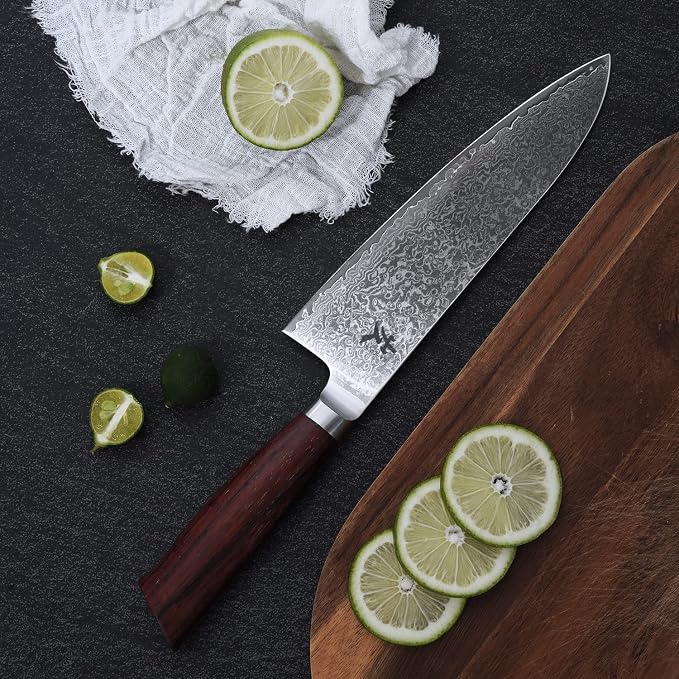 SAMCOOK Damascus Chef Knife - 8 Inch Professional Sharp Gyuto Knife,High Carbon Stainless Steel Kitchen Cooking knife - Ergonomic Sandalwood Handle with Gift Box