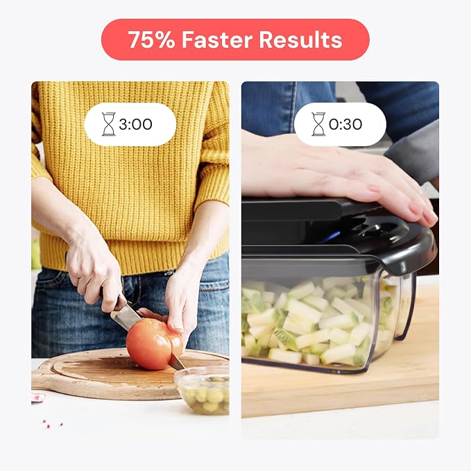 Fullstar Pro Original Vegetable Chopper & Mandoline - Chopper & Mandoline Lids - Food Chopper with Container, Fruit Slicer, Onion Dicer - All-in-One Prep Tool - Kitchen Gadgets & Gifts (8 in 1, Black)