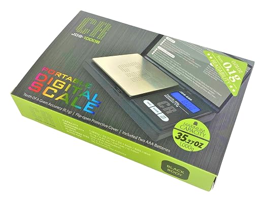 CR Premium Digital Food Scale - 1000g by 0.1g, Portable & Black (JDS-1000B) (Battery NOT Included)