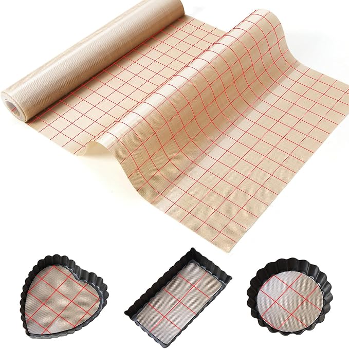 Silicone Baking Mat Roll 12IN*5FT Free Cutting, Non-Slip Pastry Mat, Non-Stick Reusable Air Fryer Liner, Oven Liners, Counter Mat, Freeze Dryer Mat, Easily Cut to Size Fit All Ovens Pans Tins Dishes