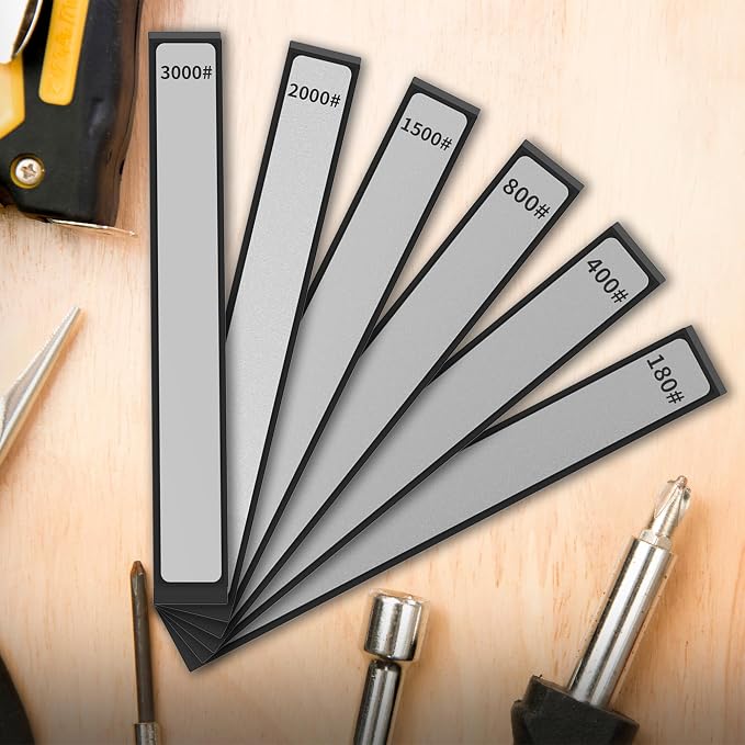 6 PCS Diamond Knife Sharpening Stones Set, Diamond Plates Kit for XARILK type Sharpeners System, 180# 400# 800# 1500# 2000# 3000# Grit