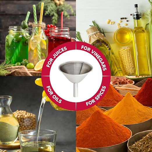 HIC Kitchen Condiment Funnels, Set of 3, 0.5-Ounces, 0.75-Ounces, and 2-Ounce Capacities