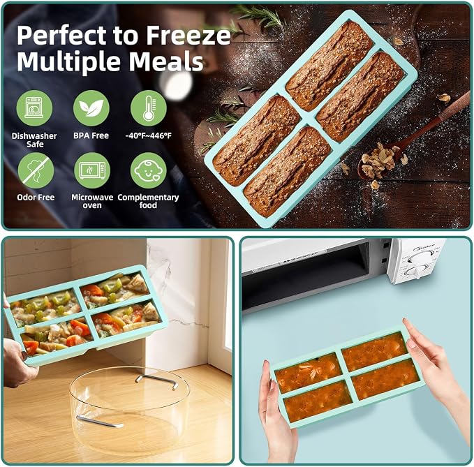 Silicone Freezer Tray for Sauce Cube: FDDAI Super Prep Freezing Tray for Souped Storage - Freeze 125mL 250mL Broth Soup Portion