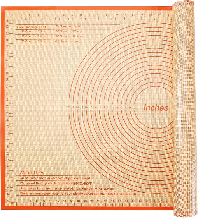Silicone Pastry Mat 36x24 Inch Nonstick Baking Mat -Perfect for Doug, Pastry, Dough Rolling, Kneading Board, Pie Crust, Fondant, Pasta/Pizza, Kitchen Counter Mat