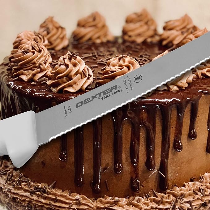 Sani-Safe S147-10SC-PCP 10" White Scalloped Bread Knife with Polypropylene Handle, Multicolor
