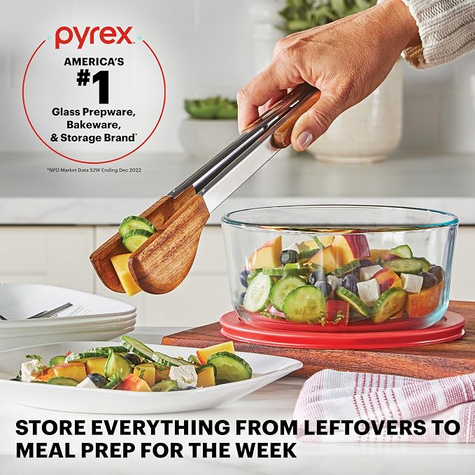 Pyrex Simply Store (12-Pack) Glass Food Storage Containers Set | Meal prep containers (1, 2 & 3 cup) with BPA-free plastic lids, microwave & dishwasher safe