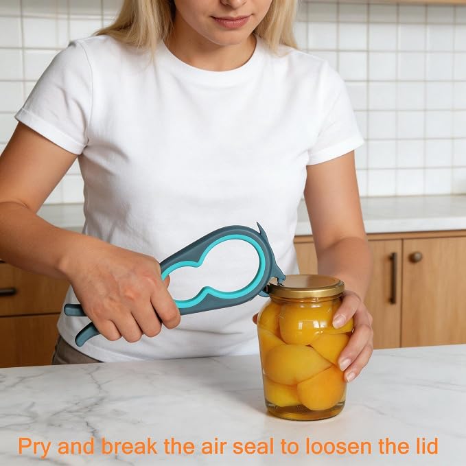 Jar Opener for Weak Hands, 5 in 1 Bottle Opener for Seniors with arthritis | Multifunctional Adjustable Lid Opener with Non-Slip Rubber Gripper Pad – Effortlessly Opens Jars, Bottles & Pop-Top Cans