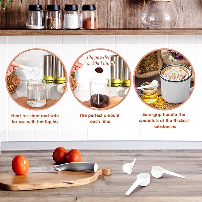 Meanplan 80 Pack Plastic Tablespoon Measuring Spoons Bulk (20 ml | 20 Cc | 1.33 Tablespoon | 4 Tsp) Coffee Scoops Teaspoon Pack for Measuring Coffee Tea Milk Grain Spices Protein Pet Food (White)