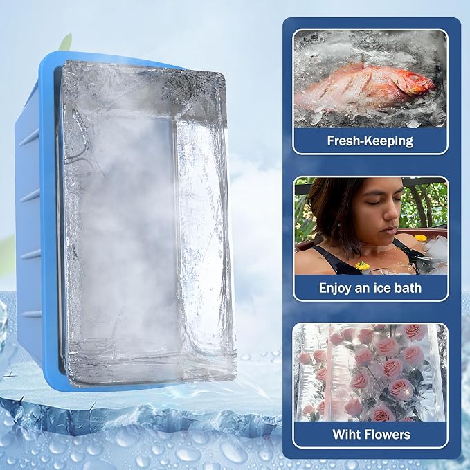 Extra Large Ice Block Molds 4Pack 32LB Silicone Large Ice Cube Molds for Cold Plunge Tub,Reusable Ice Cube Trays for Freezer,Ice Block Molds for Home Ice Baths,Cold Plunge Accessories,Ice Bath Chiller