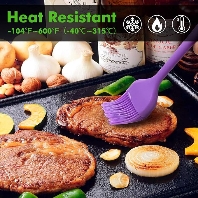 Hotec 5 pieces Silicone Basting Pastry Brushes +Hotec 9pieces Silicone Spatulas Non stick High Heat Resistant