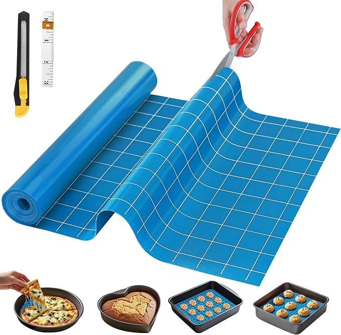 GTJ Silicone Baking Mat Roll, Reusable Baking Sheet Liners, 12 in x 10 ft | Free Cut to Size, Food-Grade, Non-Stick, Non-Slip, For Dough, Pastry, Air Fryer, Freeze Dryer, Oven Pan, Kitchen Counter
