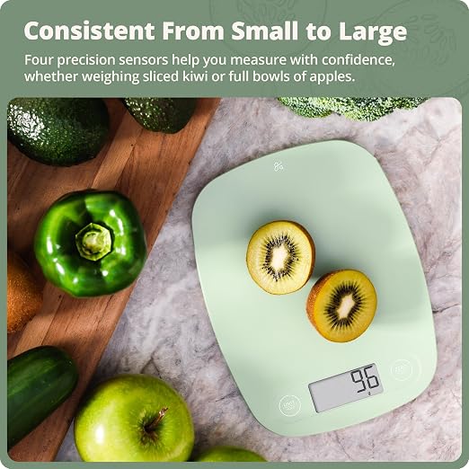 Greater Goods Food Scale – Digital Kitchen Scale, 1g Precision, Easy-Tare & Quick Conversion, Slim Compact Design, Durable & Portable | Ideal for Cooking, Baking & Meal Prep (Sage Green)