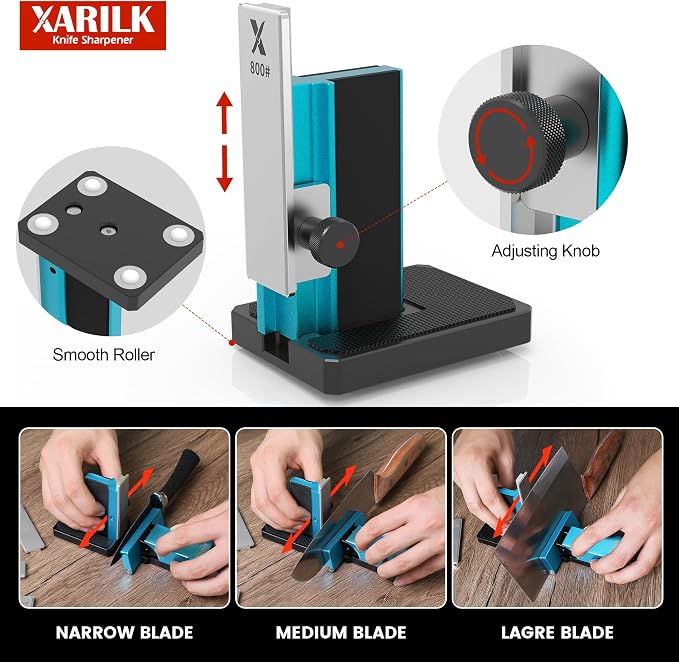 Adjustable Rolling Knife Sharpener Kit – 10°-40° Adjustable Angles, Removable Diamond Plates (320# 800# 2000#), Portable Design – Premium Kitchen Knife Sharpening Tool