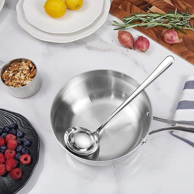 KEAWELL Premium 11" Verona Small Soup Ladle, 18/10 Stainless Steel, Heavy-Duty Construction, High-Polished Finish, Ergonomic Handle for Smooth Pouring, Dishwasher Safe (1, 11" Soup Ladle)