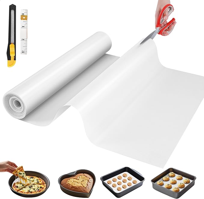 GTJ Silicone Baking Mat Roll, Reusable Baking Sheet Liners, 24 in x 6 ft | Free Cut to Size, Food-Grade, Non-Stick, Non-Slip, For Dough, Pastry, Air Fryer, Freeze Dryer, Oven Pan, Kitchen Counter