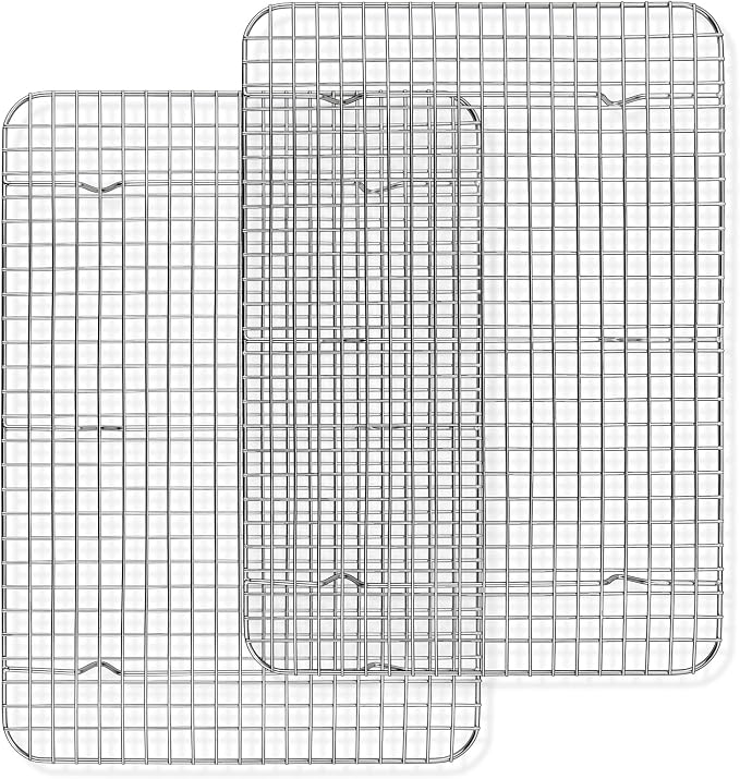 P&P CHEF 16.6 Inch Stainless Steel Cooling Baking Rack Set of 2 | Grid Cooking Racks for Griddle Roasting Grilling Warming, Good for Friends or Family, Oven & Dishwasher Safe, Heavy Duty