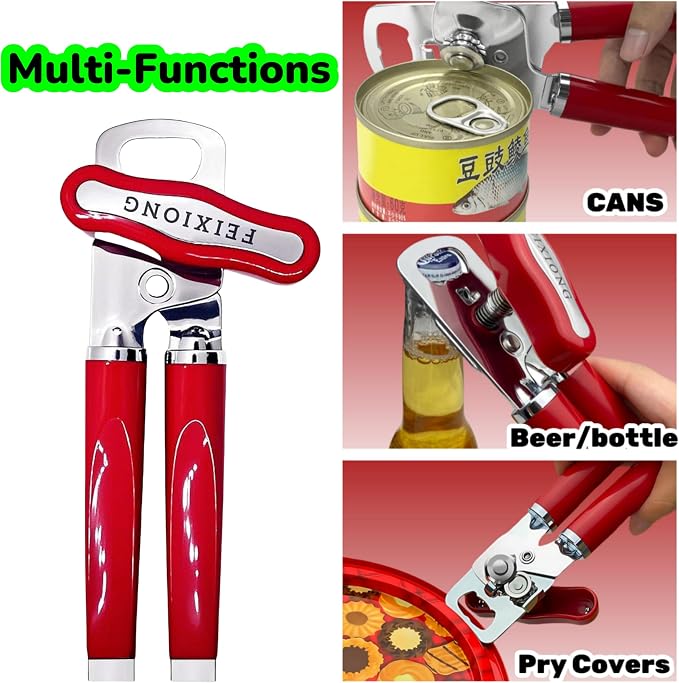 2026 mechanical multifunctional kitchen best can opener ，Sharp Professional Grade Blade for effortless ，Easy to Use ，multi function manual nice can opener heavy duty smooth edge for elderly