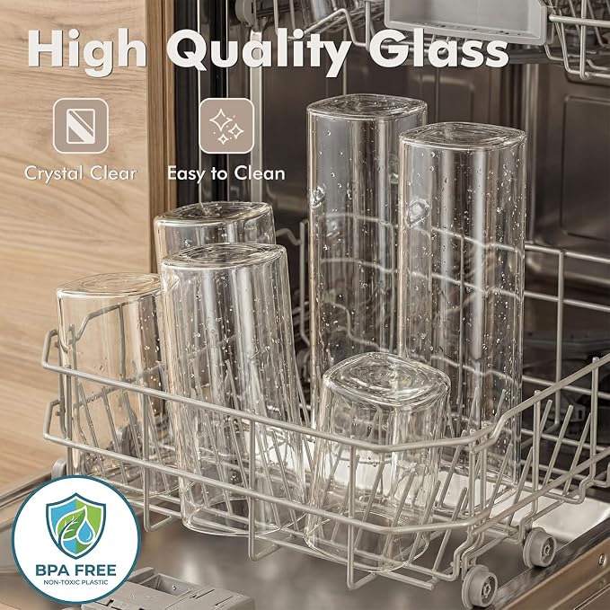 3-Pack 2.2Qt Square Glass Spaghetti Jars with Bamboo Lids | Minimalist Kitchen Organizer,Scandinavian Style Storage,Nordic Style Storage,Food Storage Canister for Pasta, Penne, Macaroni
