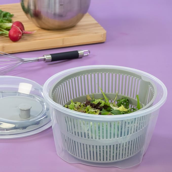 Kela Salad Spinner Mailin 4,4l of Plastic in Grey, 24.5 x 24.5 x 17.5 cm