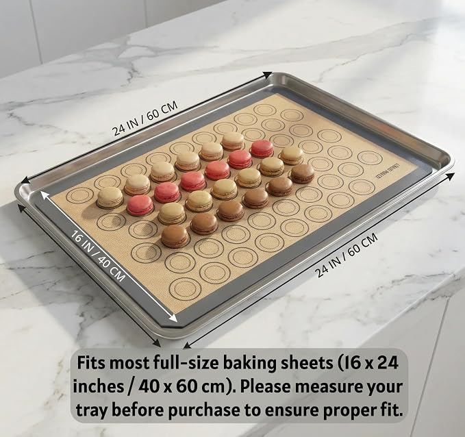 Macaron Baking Mat Silicone Non Stick, Full Sheet Reusable Pack of 10 Gray | Non-Stick Macaron Mat for Perfect Baking, Dishwasher & Oven Safe, For Macarons, Cookies, Bread and More, 16x24” (40x60cm)