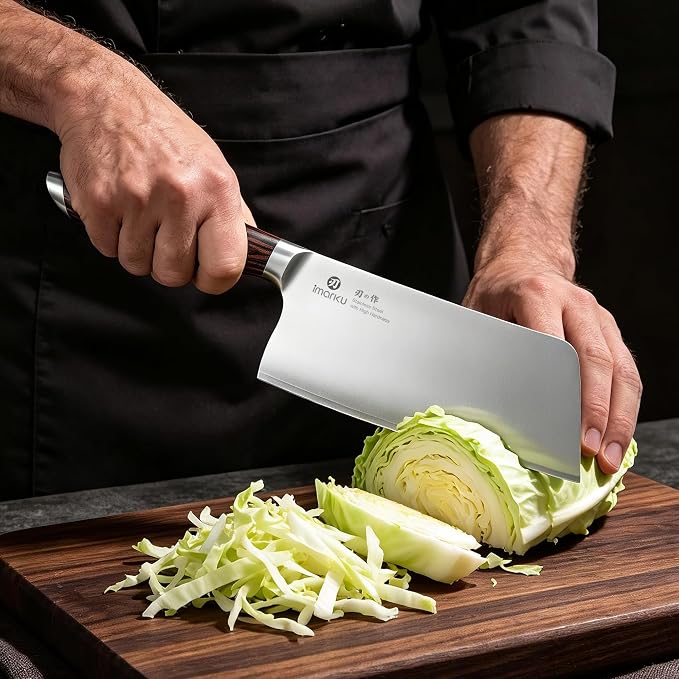 imarku Cleaver Knife 7.5 Inch - Japanese High Carbon Stainless Steel Chopping Knife & Meat Cleaver with Ergonomic Non-Slip Pakkawood Handle for Home Kitchen & Restaurant, Gift for Men & Women
