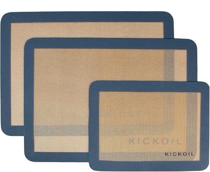 Silicone Baking Mats Set of 3, Non-Stick Reusable BPA-Free Oven Liners,100% Food-Grade Silicone Baking Sheets for Cookies, Macarons, Bread and Pastry,16.5'' x 11.6''(2 Half)&11.6' x 8,5''(1 Quarter)