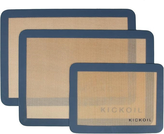 Silicone Baking Mats Set of 3, Non-Stick Reusable BPA-Free Oven Liners,100% Food-Grade Silicone Baking Sheets for Cookies, Macarons, Bread and Pastry,16.5'' x 11.6''(2 Half)&11.6' x 8,5''(1 Quarter)