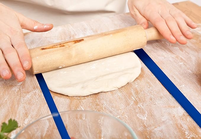 6pcs Measuring Dough Strips, Professional Dough Thickness Rails & Silicone Rolling Pin Guides for Cookies, Pies, Noodles, Fondant, Biscuits Baking