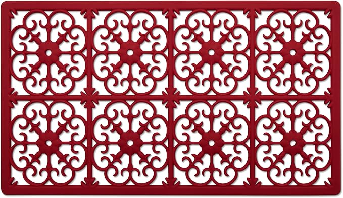 GASARÉ, Extra Large, Thick, Silicone Trivet for Hot Dishes, Pots, and Pans, Heat Resistant Mat for Countertop, Hot Pad for Kitchen, Easy to Clean, 21 x 12 x 3/8 Inches, Red