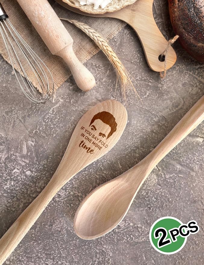 2PCS Funny Wooden Spoons for Cooking, Novelty Friends TV Show Decor for Women, Kitchen Cooking Spoons Decor Accessories Housewarming Gifts for Chef Woman Fans