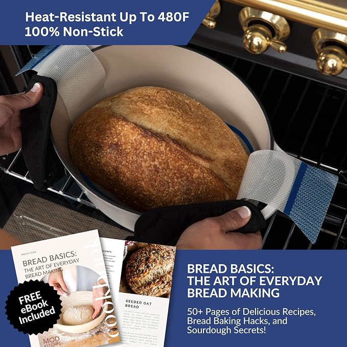 Small Oval Silicone Bread Sling for Dutch Ovens – High Heat Resistant, Non Stick Baking Mat - Ideal for Sourdough and Artisan Loaves
