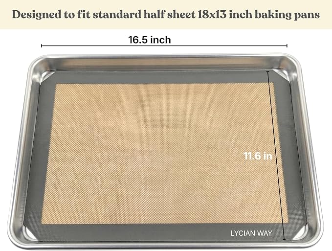 Silicone Baking Mats Set of 2, Half Sheet Nonstick Reusable Extra Thick Baking Sheet Liners for Cookies, Macarons, Bread, Pizza, Pastry, Gray