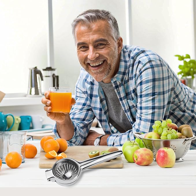 Lydia's Deal Lemon Juicer Squeezer Stainless Steel Manual Citrus Juicer Hand Press Juice Extractor Non-Slip Grip Design Medium Lemon Juicer for Juicing Lemon, Limes, Oranges, Pomegranate