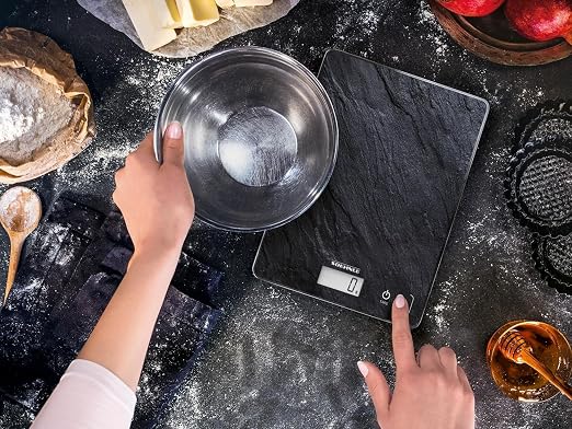 Soehnle Page Compact 300 Electronic Kitchen Scale, Food Scale with 5 kg Capacity and Easy-Read LCD Display in Metric or Imperial, Kitchen Scale for Cooking, Slate Design Surface