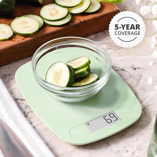Greater Goods Food Scale – Digital Kitchen Scale, 1g Precision, Easy-Tare & Quick Conversion, Slim Compact Design, Durable & Portable | Ideal for Cooking, Baking & Meal Prep (Sage Green)