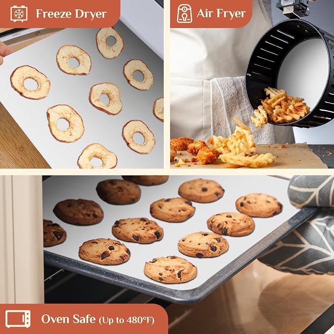 GTJ Silicone Baking Mat Roll, Reusable Baking Sheet Liners, 12 in x 6 ft | Free Cut to Size, Food-Grade, Non-Stick, Non-Slip, For Dough, Pastry, Air Fryer, Freeze Dryer, Oven Pan, Kitchen Counter
