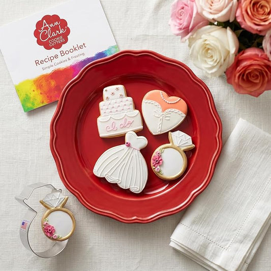 Ann Clark Wedding Cookie Cutters 4-Pc. Set (Dress, Cake, Diamond Ring, Heart)