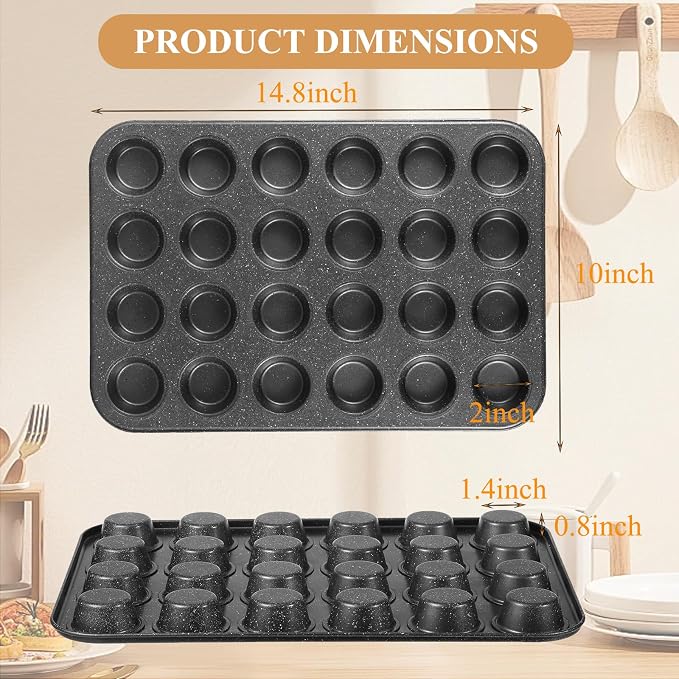 Walooza Mini Muffin & Cheesecake Pan, Nonstick 24, Toast Oven Baking Supplies