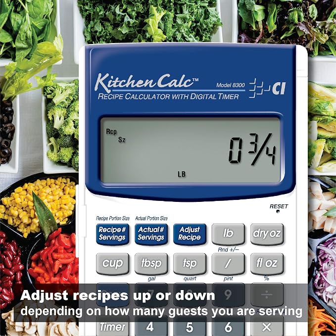 Calculated Industries 8300 KitchenCalc Recipe Conversion and Culinary Math Calculator with Digital Timer for Chefs, Culinary Students, Home Cooks and Bakers | Scale Recipes, Menu Plans, Portion Sizes | For Chefs, Culinary Students, Home Cooks & Bakers,...