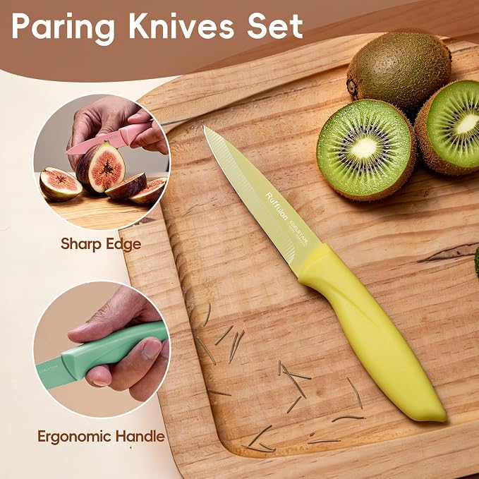 Paring Knife Set, 4PCS Stainless Steel Paring Knife Set, Ultra Sharp Fruit and Vegetable Knives, 3.5-Inch Kitchen Knives, Razor-Sharp Knife，Ergonomic Handle Design, Coloured