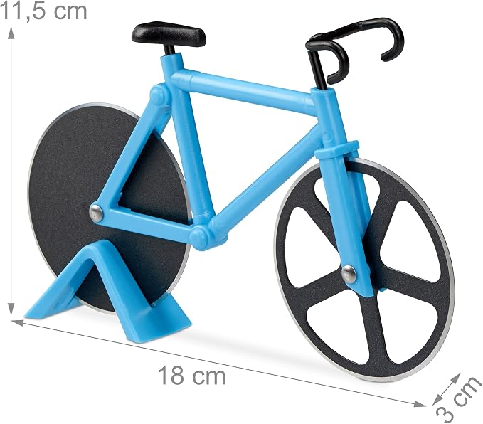 Relaxdays Stainless Steel Pizza Cutter, Funny Pizza Wheel Cutter with Cutting Wheels – Cutter for Pizza & Pastry, Blue