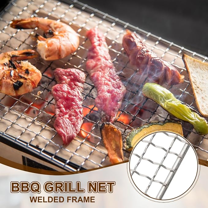 uxcell Cooling Racks, 7.9" x 7.9" Stainless Steel Barbecue BBQ Grill Net Mesh Rack Grate for Cooking, Roasting, Grilling, Oven & Dishwasher Safe, Silver